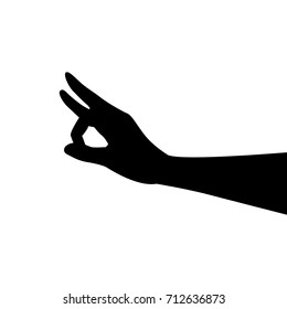Vector silhouette of a hand. Isolated vector on white background.