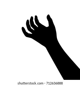 Vector silhouette of a hand. Isolated vector on white background.