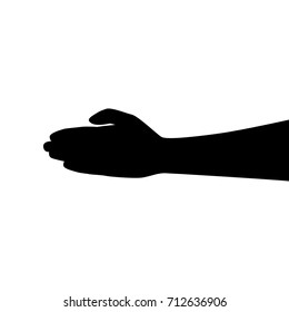Vector silhouette of a hand. Isolated vector on white background.