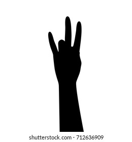 Vector silhouette of a hand. Isolated vector on white background.
