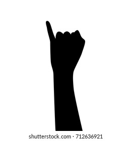 Vector silhouette of a hand. Isolated vector on white background.