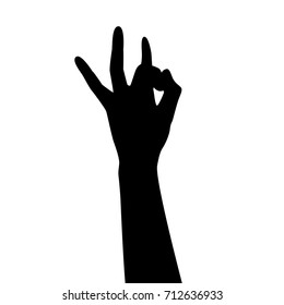 Vector silhouette of a hand. Isolated vector on white background.
