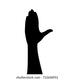 Vector silhouette of a hand. Isolated vector on white background.