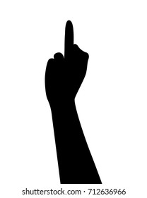 Vector silhouette of a hand. Isolated vector on white background.