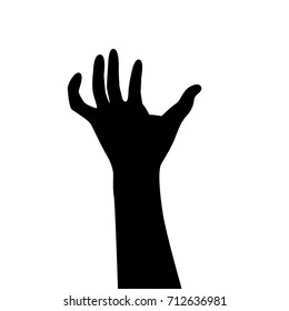 Vector silhouette of a hand. Isolated vector on white background.