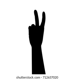 Vector silhouette of a hand. Isolated vector on white background.