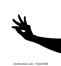 Vector silhouette of a hand. Isolated vector on white background.