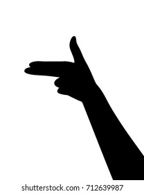 Vector silhouette of a hand. Isolated vector on white background.