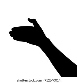 Vector silhouette of a hand. Isolated vector on white background.