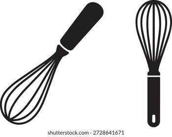 Silhueta de vetor de um misturador de mão em preto. Aparelho elétrico de cozinha isolado em fundo branco. Perfeito para assar, cozinhar, cozinha e projetos de design culinário.