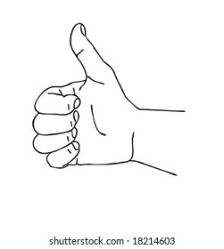 Vektorsilhouette der Hand auf weißem Hintergrund