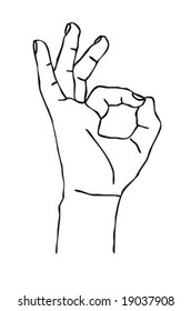 vector silhouette of the hand on white background