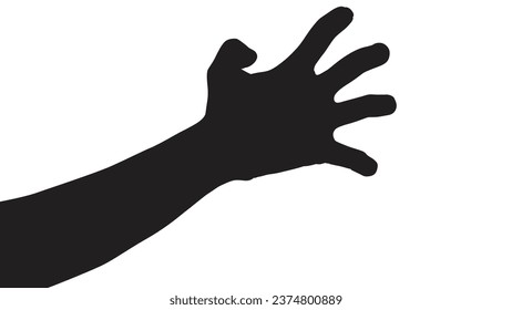 Vector silhouette of a hand on a white background, hand palm, hand silhouette, black flat hand vector illustration