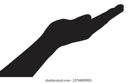 Vector silhouette of a hand on a white background, hand palm, hand silhouette, black flat hand vector illustration