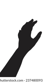 Vector silhouette of a hand on a white background, hand palm, hand silhouette, black flat hand vector illustration