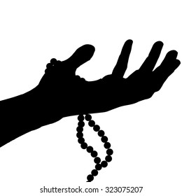 Vector silhouette of a hand on a white background