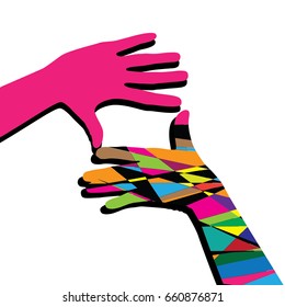Vector silhouette of hand symbol that means frame on white background