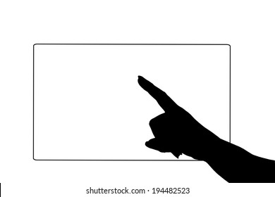 Vector silhouette of a hand that points to the white paper.