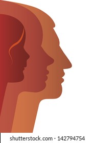Vector silhouette of happy family