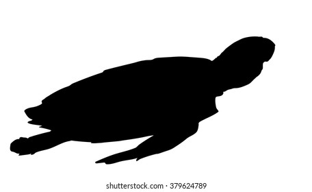 Vector Silhouette Hawksbill Sea Turtle Stock Vector (Royalty Free ...