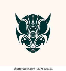 Vector silhouette of the head of a blue alien from pattern