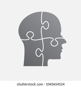 
Vector silhouette head puzzle four pieces, steps, parts. Business infographic concept. Info symbol education, knowledge, psychology, memory, logic. Template design puzzles element. Puzzle infographic