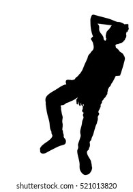 Vector Silhouette of headache Man in Distress concept of migraine aura or having problems