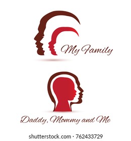 Vector silhouette of heads, my family concept