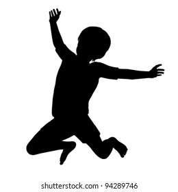 Vector Silhouette Healthy Young Child Jumping Stock Vector (Royalty ...