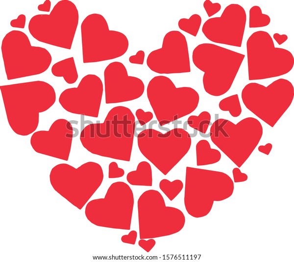 Vector Silhouette Heart Collage Hearts Element Stock Vector (Royalty ...