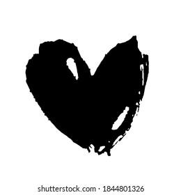 Silueta vectorial de un corazón de estilo grunge, pintada con un pincel áspero. Antecedentes de la postal, invitación a la boda, tarjeta de bebé, impresión en ropa y otros diseños.