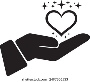 Vector Silhouette of Heart in Hands
