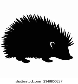 Vector Silhouette of Hedgehog, Cute Hedgehog Illustration for Animal and Nature Themes