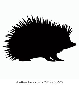 Vector Silhouette of Hedgehog, Cute Hedgehog Illustration for Animal and Nature Themes