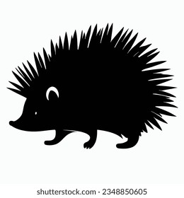 Vector Silhouette of Hedgehog, Cute Hedgehog Illustration for Animal and Nature Themes