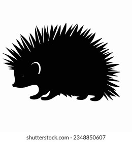 Vector Silhouette of Hedgehog, Cute Hedgehog Illustration for Animal and Nature Themes