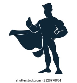 Vector silhouette of a hero giving a thumbs up
