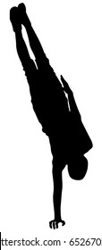 Vector silhouette of High quality original boy gymnastic doing splits. Gymnastics. Athlete. Dance