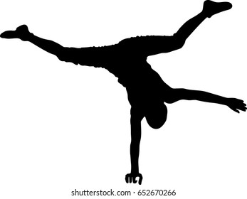 Vector silhouette of High quality original boy gymnastic doing splits. Gymnastics. Athlete. 