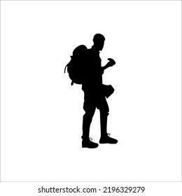Vector silhouette of a hiker