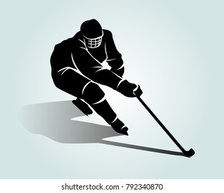 Vector silhouette hockey player