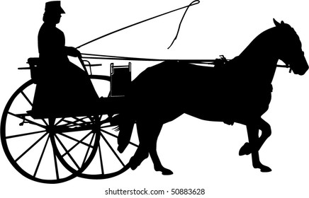 Vector Silhouette Of A Horse And Buggy