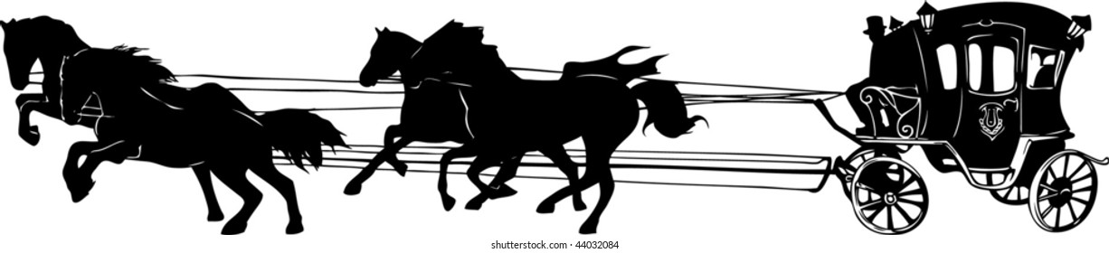 vector silhouette horse carriage