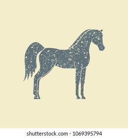 Vector silhouette of a horse. Flat icon in grunge style