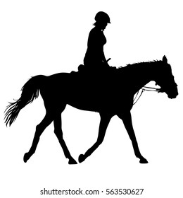 Little Girl Rides Pony Vector Silhouette Stock Vector (Royalty Free ...