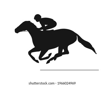 Vector silhouette of a horse and jockey moving at high speed