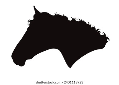 Vector silhouette of horse on white background. Symbol of stallion.
