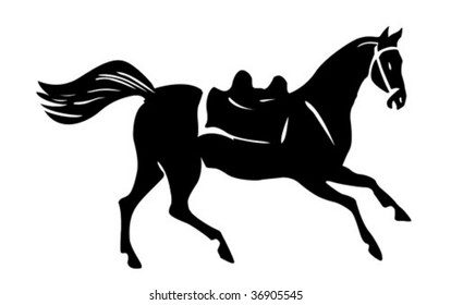 caballo de silueta vectorial sobre fondo blanco