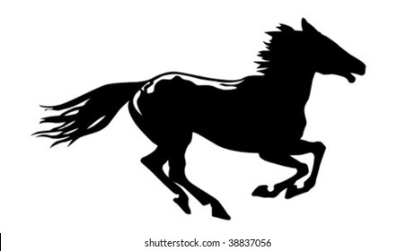 vector silhouette horse on white background