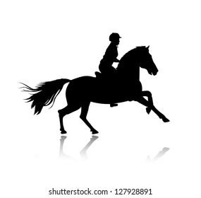 Vector silhouette of horse racing.